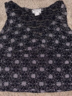Joules Black and White Lace Overlay Tank Top Y2K Vintage